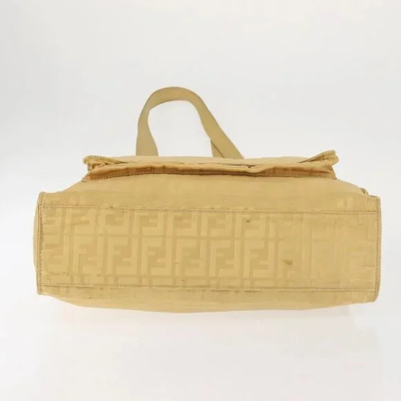 FENDI Zucca Canvas Hand Bag Yellow Gold Auth